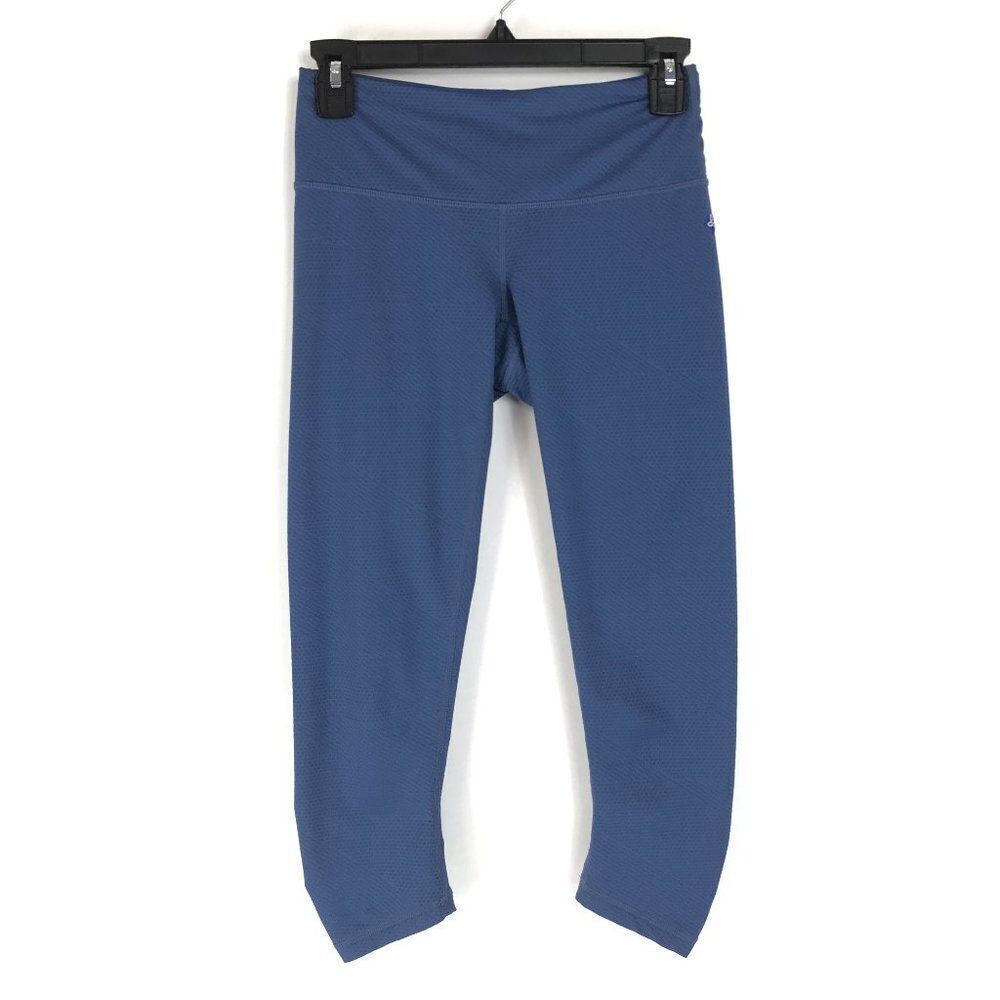 prAna Ruched Crop Leggings Women's XS Blue Pull-On Stretch Pocket Athletic Gym